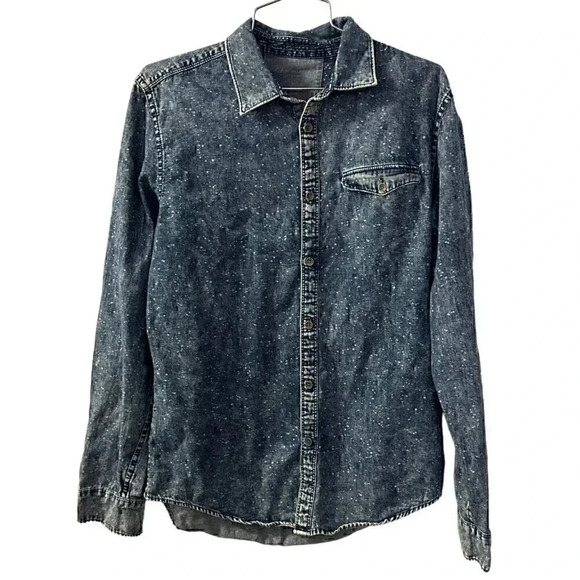 Calvin klein Jeans Women's spotted denim button up shirt no tag, est size XL - Picture 1 of 10